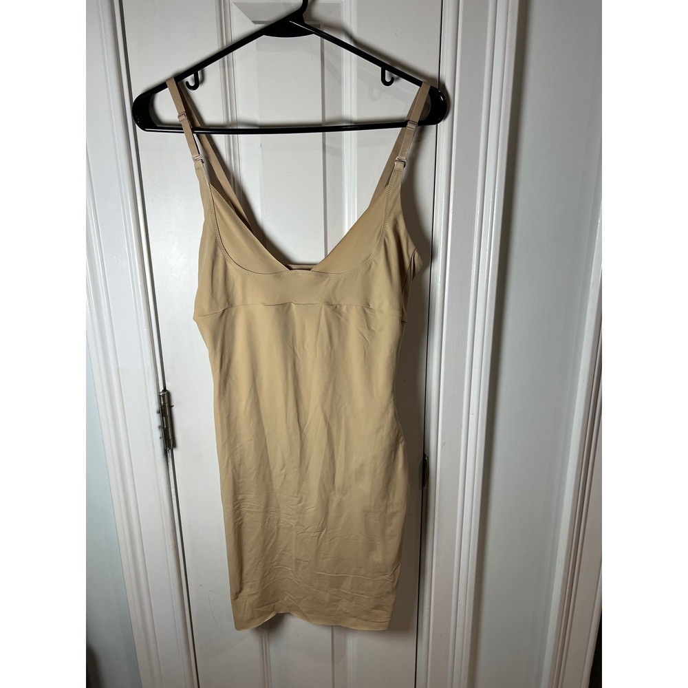 Maidenform Womens Beige Firm Control Shapewear Slip 2541 XL V-Neck Adjustable